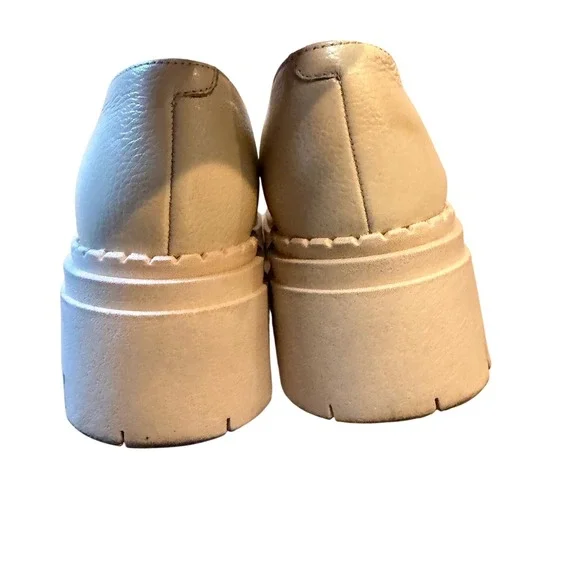 Seychelles Womens Cream Leather Platform Lug Sole Penny Loafers Chunky Shoes - Picture 9 of 13